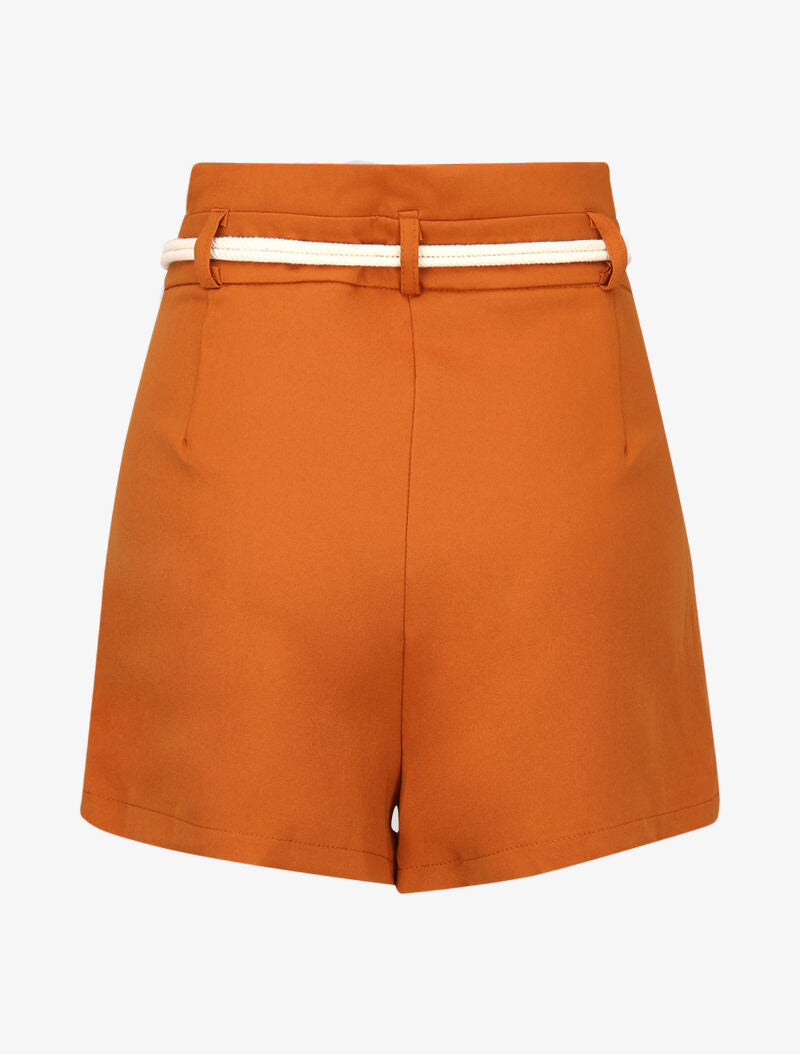 Short basique à taille haute paper bag - orange - 4