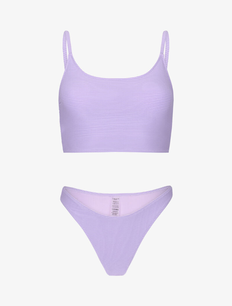 Bikini brassière côtelé - lilas - 3