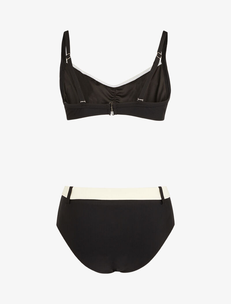 Bikini brassière et culotte montante ceinturée - noir - 2
