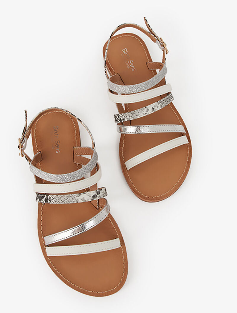 Nu-pieds multi brides à imprimé animal - blanc - 1