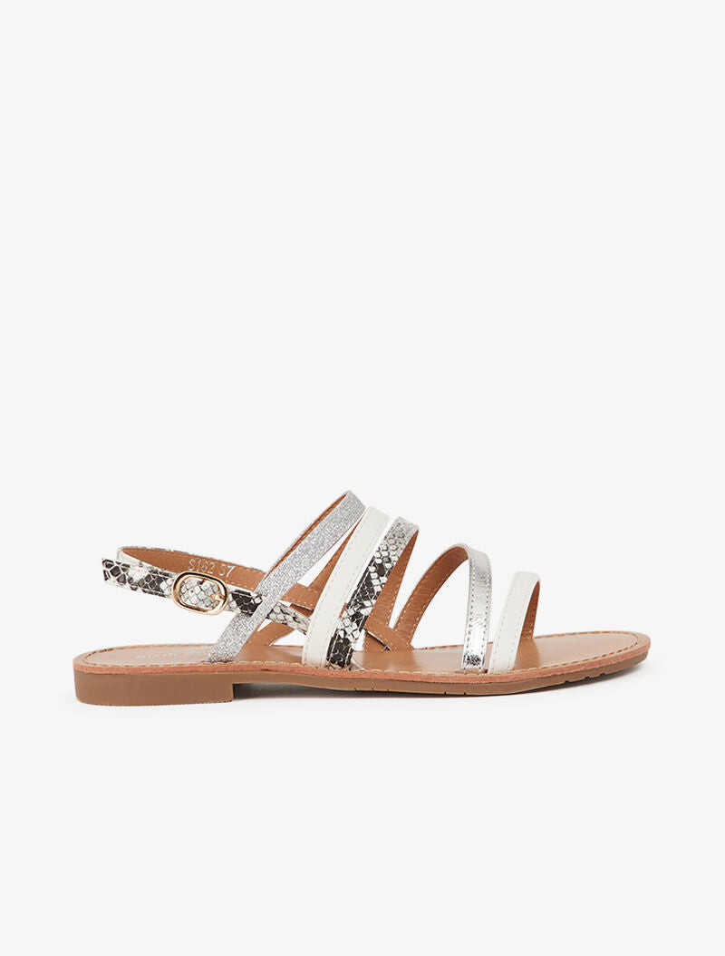 Nu-pieds multi brides à imprimé animal - blanc - 2