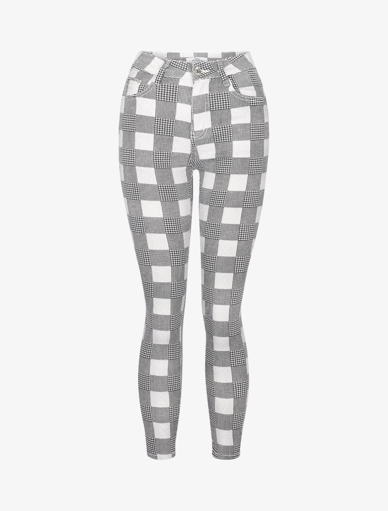Jean imprimé damier pied de poule coupe skinny - noir - 3