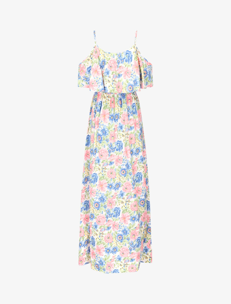 Robe à buste volanté et imprimé floral - blanc - 2