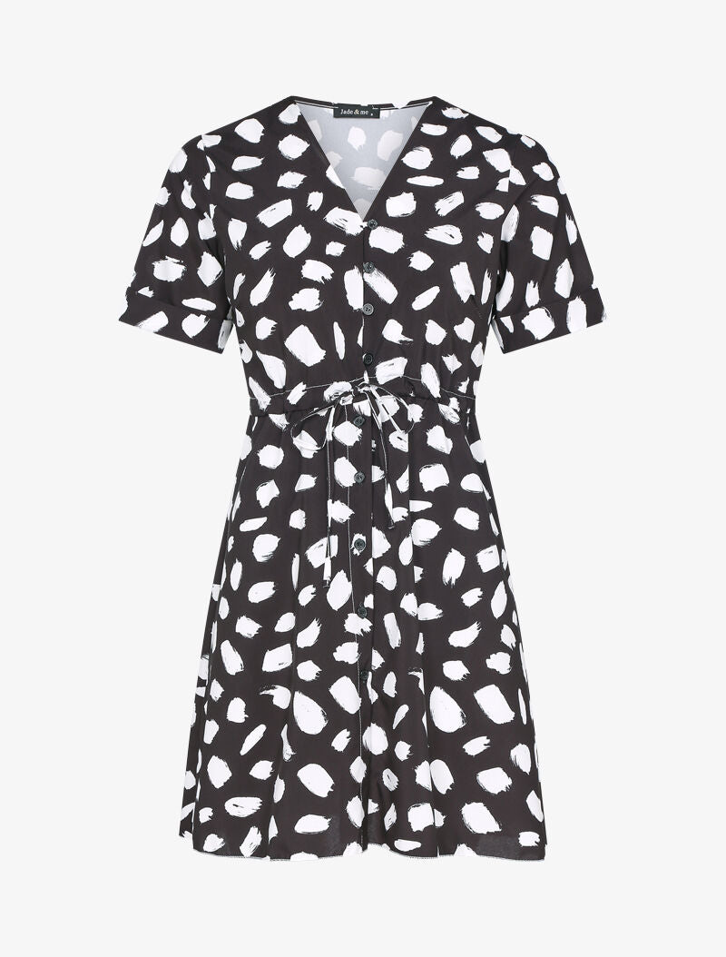 Robe boutonnée imprimé graphique - noir - 3