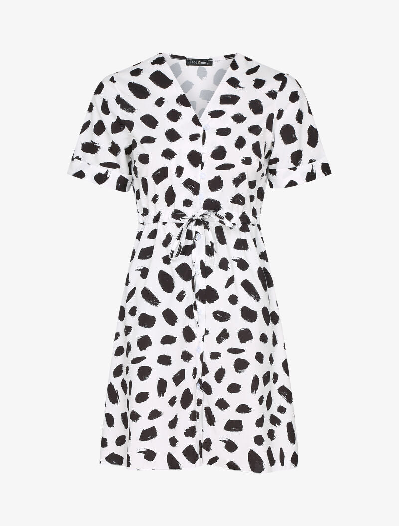 Robe boutonnée imprimé graphique - blanc - 1