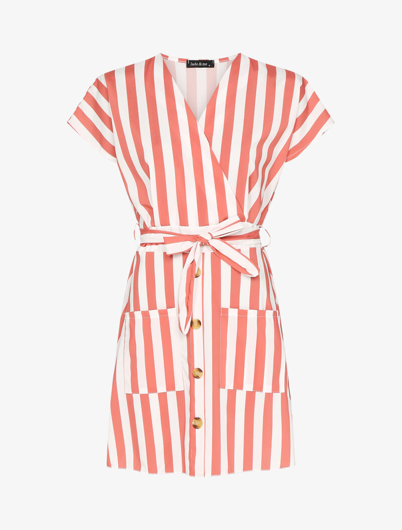Robe patineuse à rayures - corail - 3