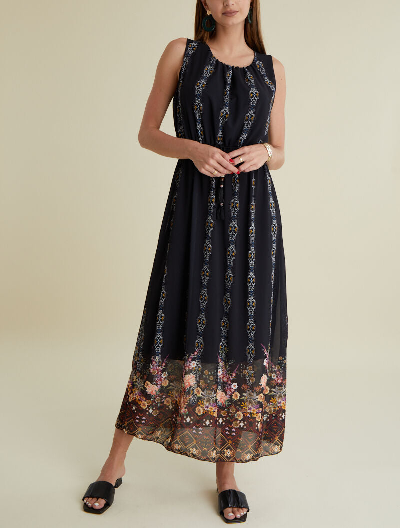 Robe à imprimés style baroque - noir - 4