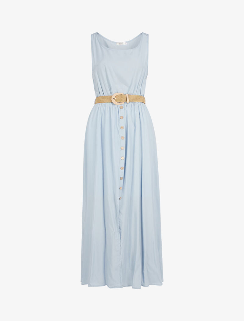 Robe longue à boutons décoratifs - bleu ciel - 1