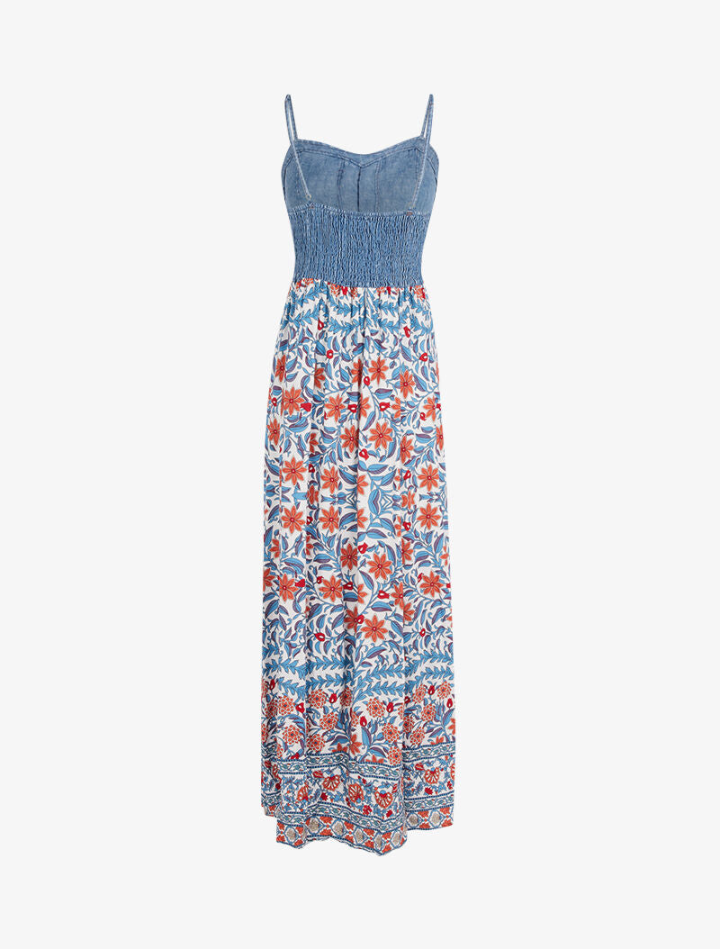 Robe à buste effet jean et imprimés - ecru - 3
