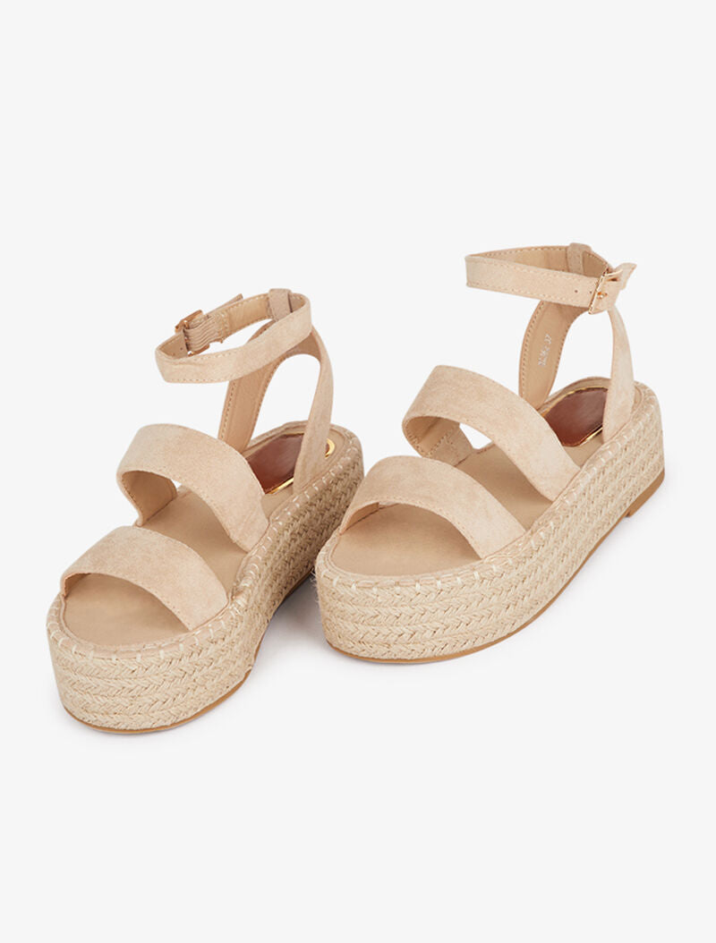 Nu-pieds à plateforme bicolore - beige - 1