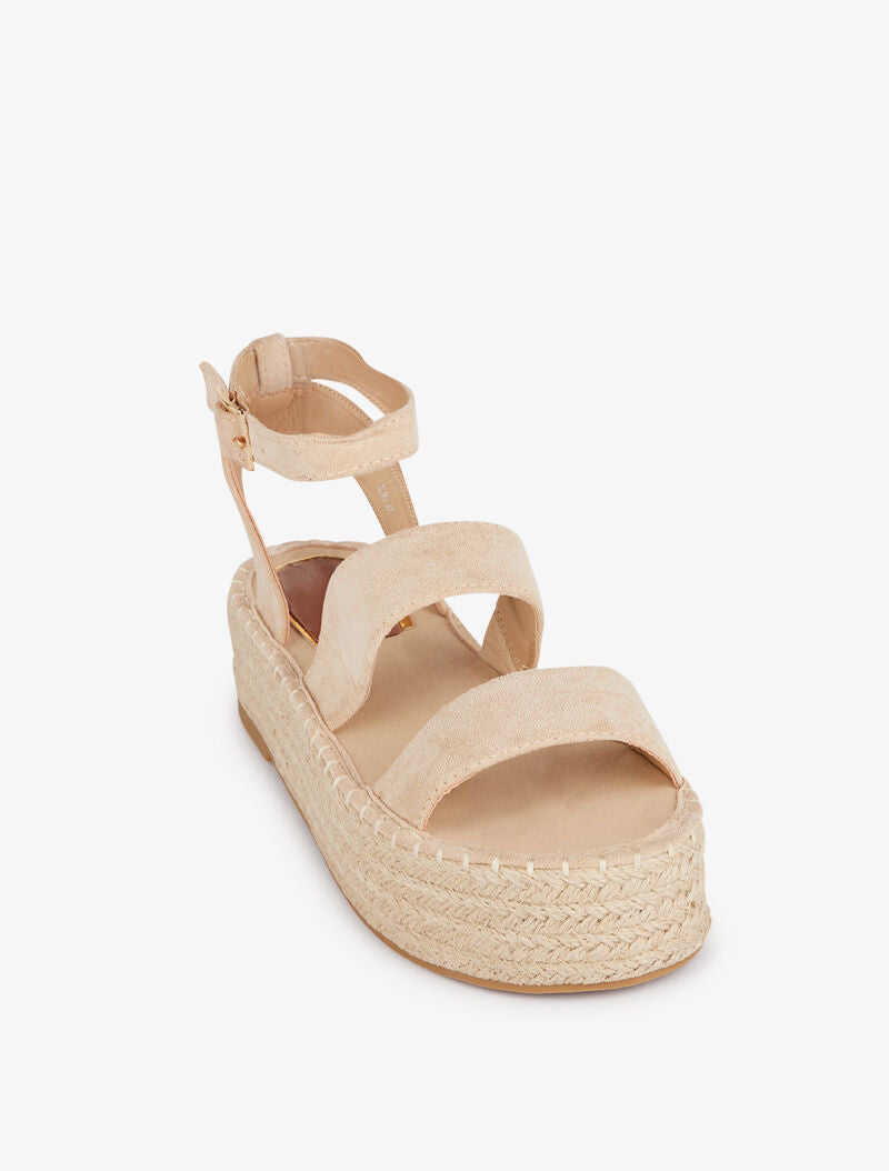 Nu-pieds à plateforme bicolore - beige - 3