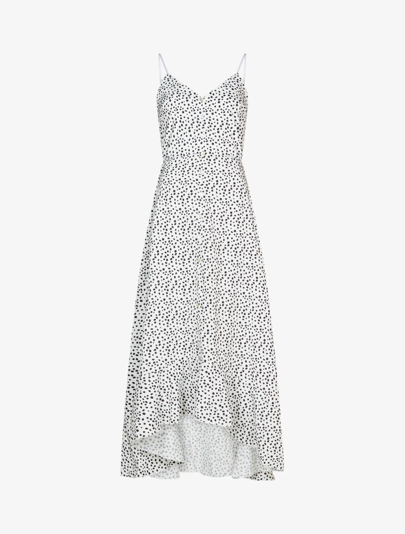 Robe à basque asymétrique imprimé à pois - blanc - 1