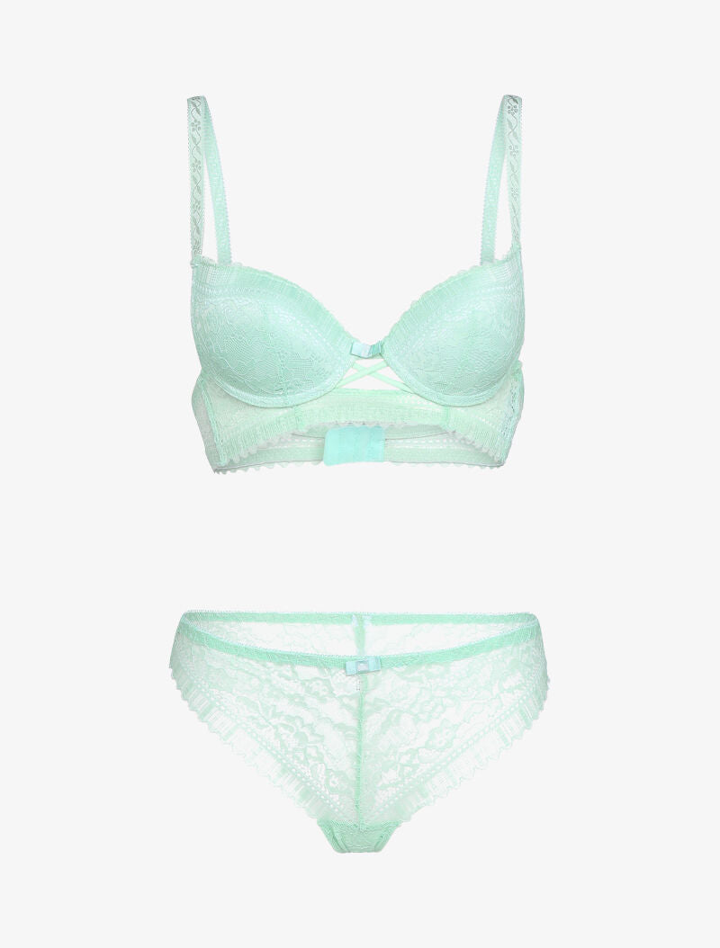 Ensemble floral à liens croisés - vert menthe - 1