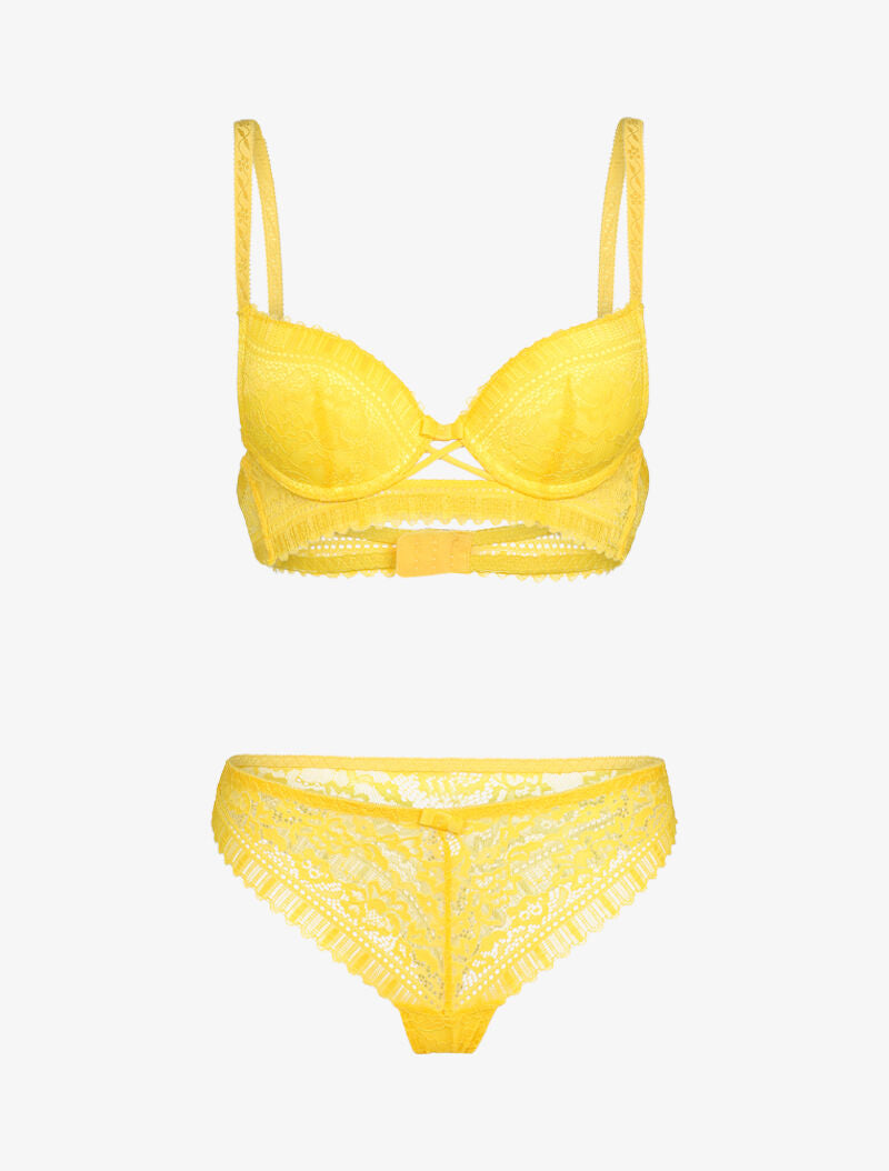 Ensemble floral à liens croisés - jaune - 1