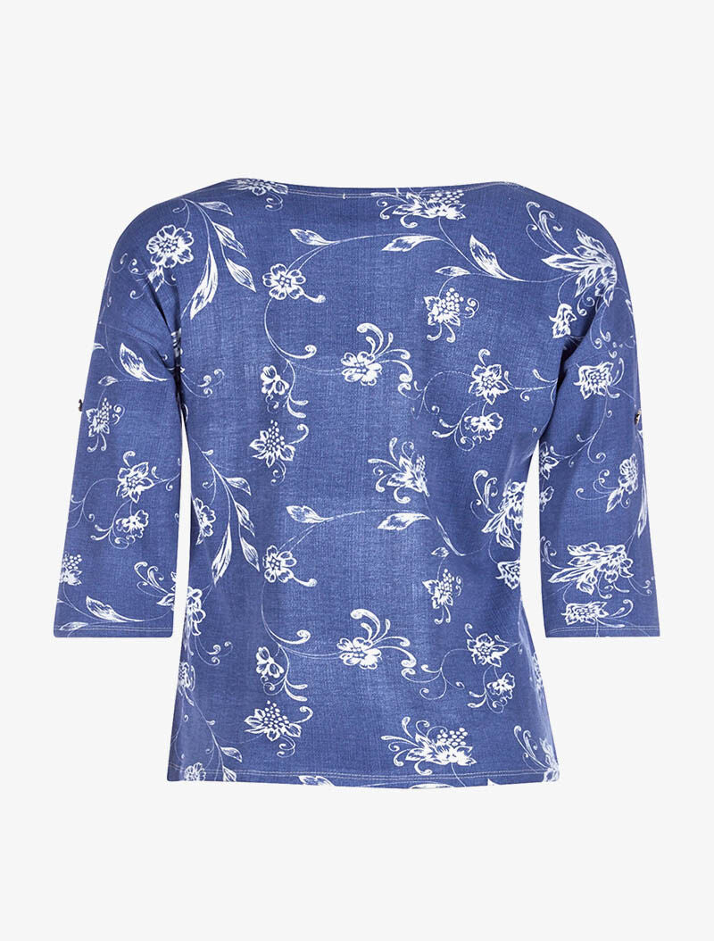 Top plastron dentelle - bleu - 2
