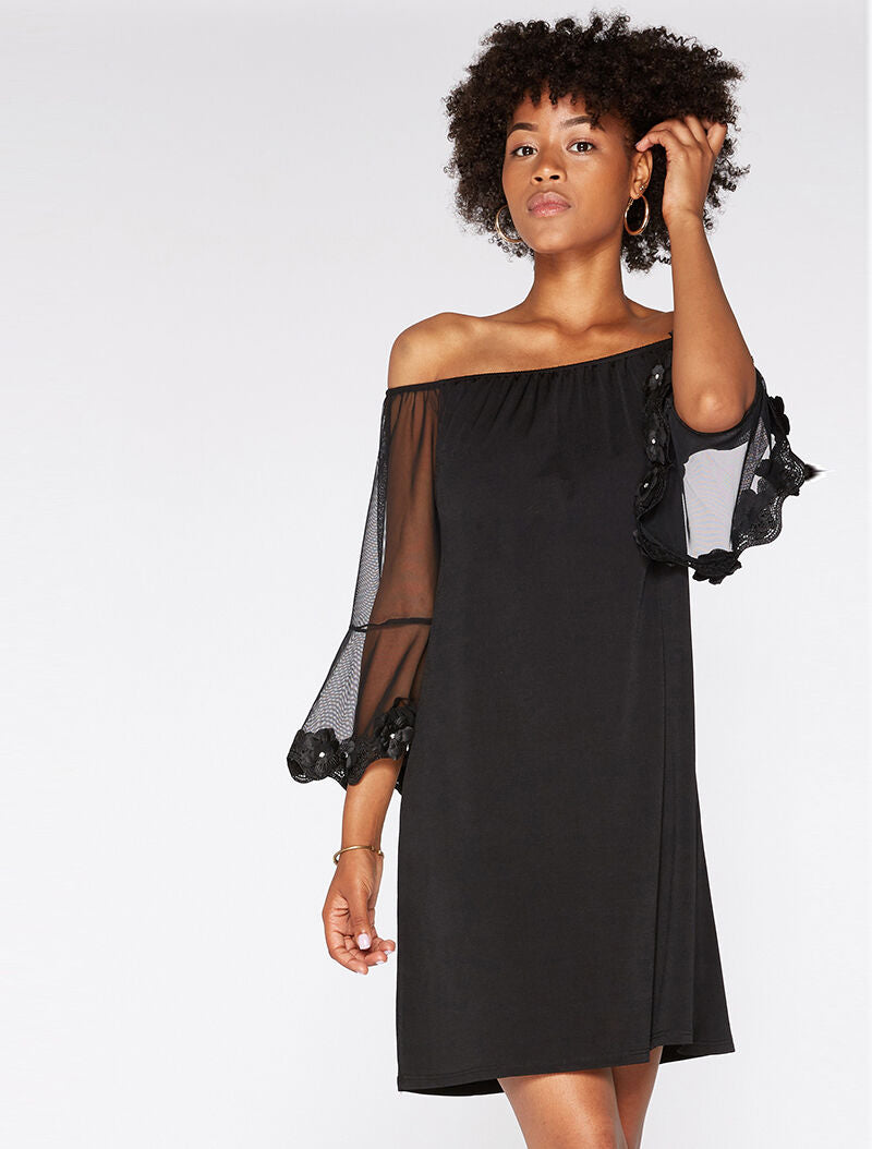 Robe légère manches à - noir - 4