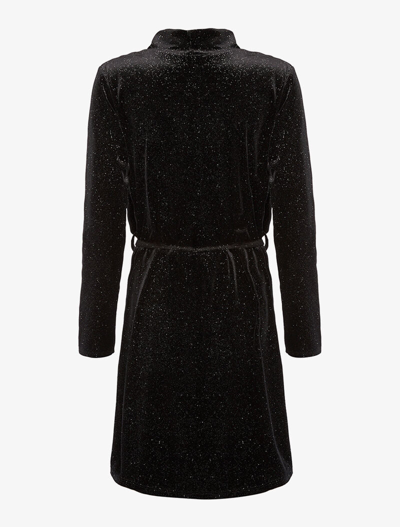 Robe velours pailletée col bénitier - noir - 2