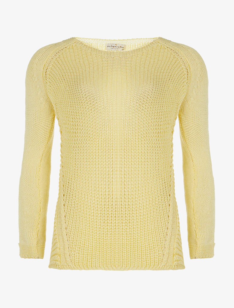 Pull maille ajourée - jaune - 1