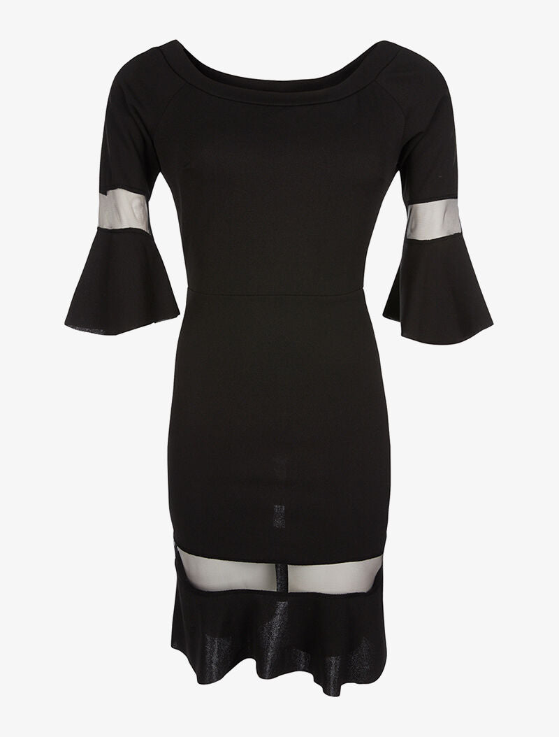 Robe manches à transparence - noir - 3