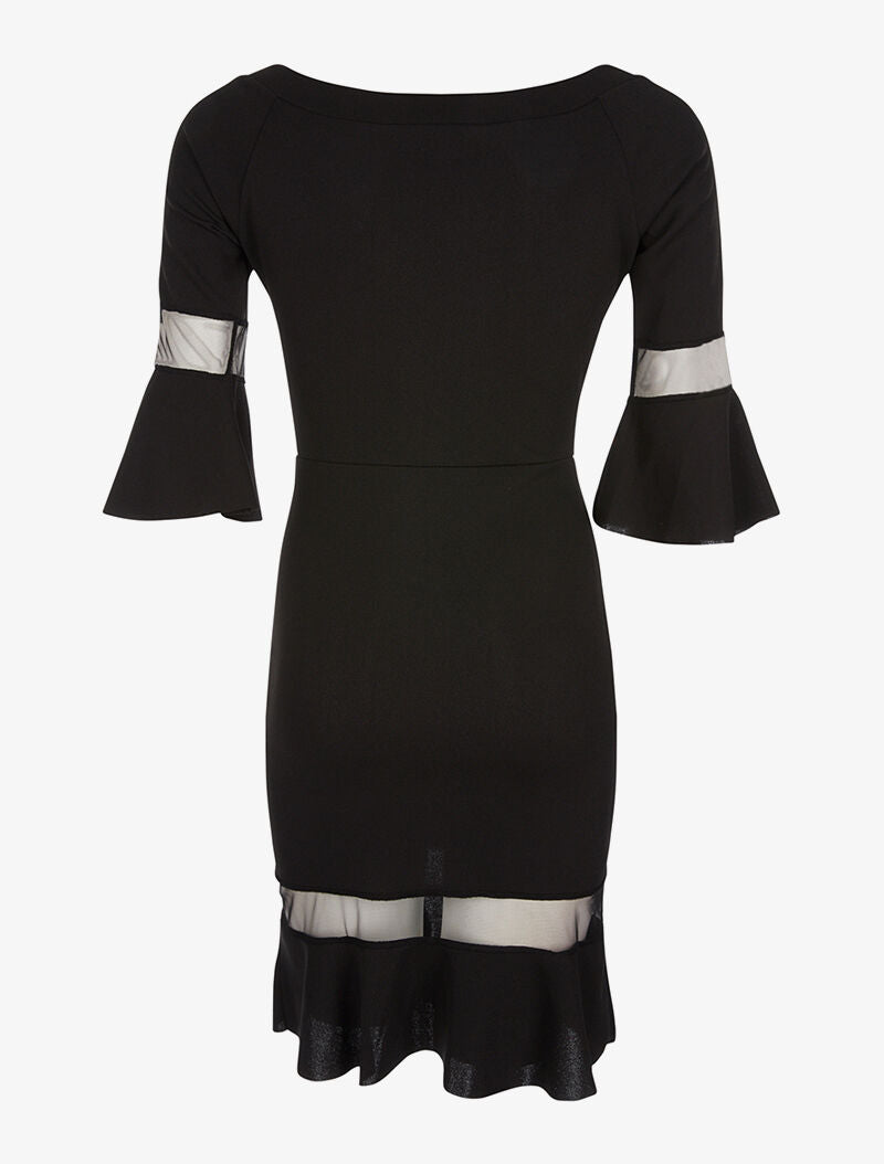 Robe manches à transparence - noir - 2