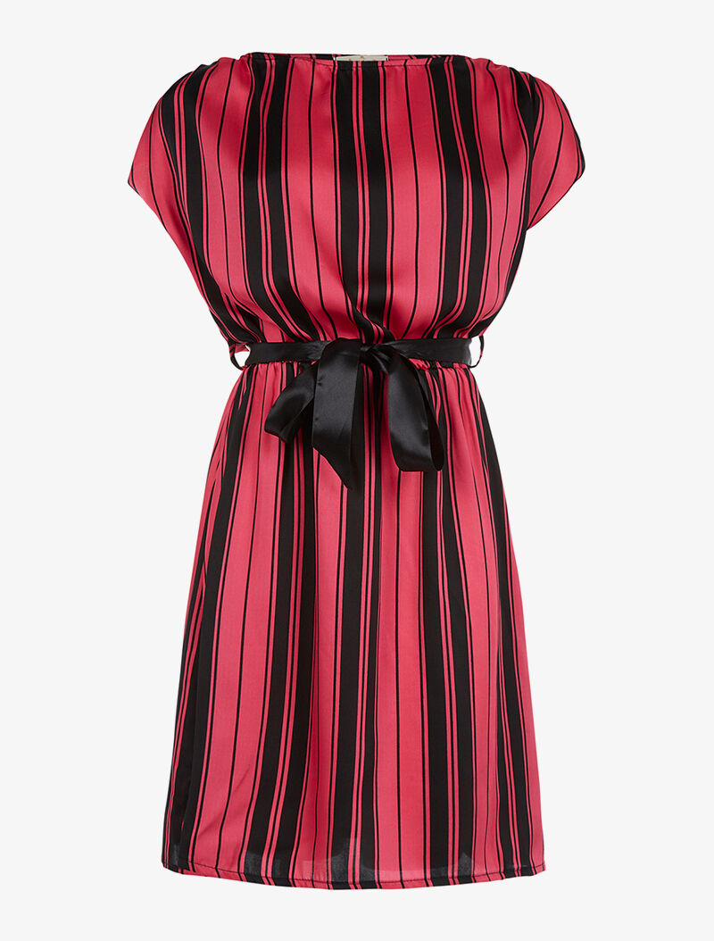 Robe satinée à rayures - fushia - 1