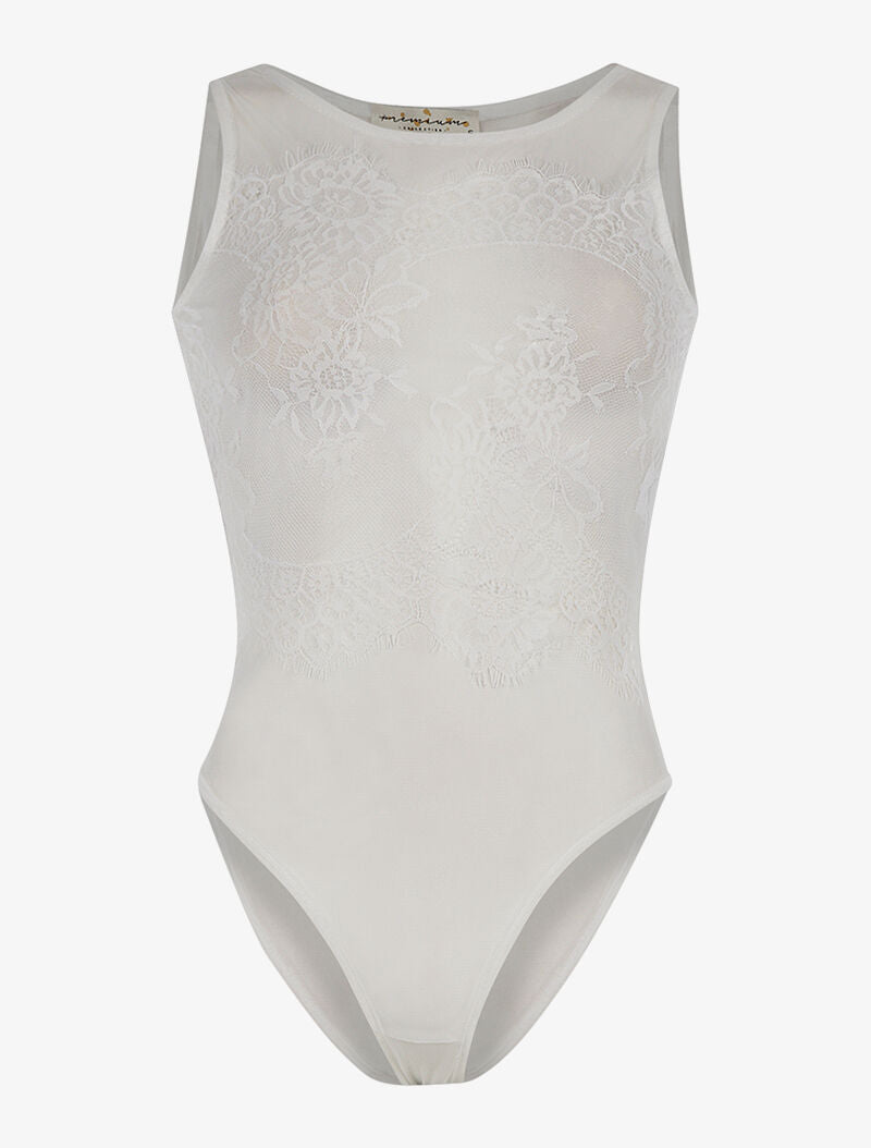 Body transparent buste dentelle - blanc - 3