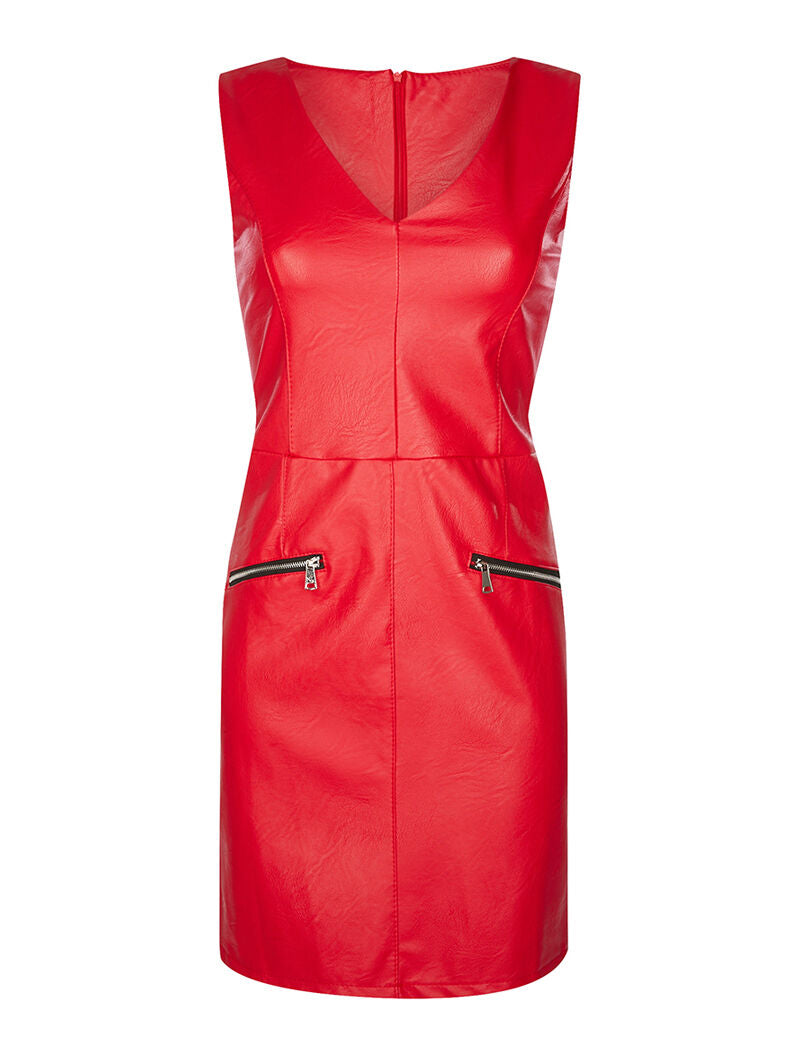 Robe simili à zips - rouge - 1