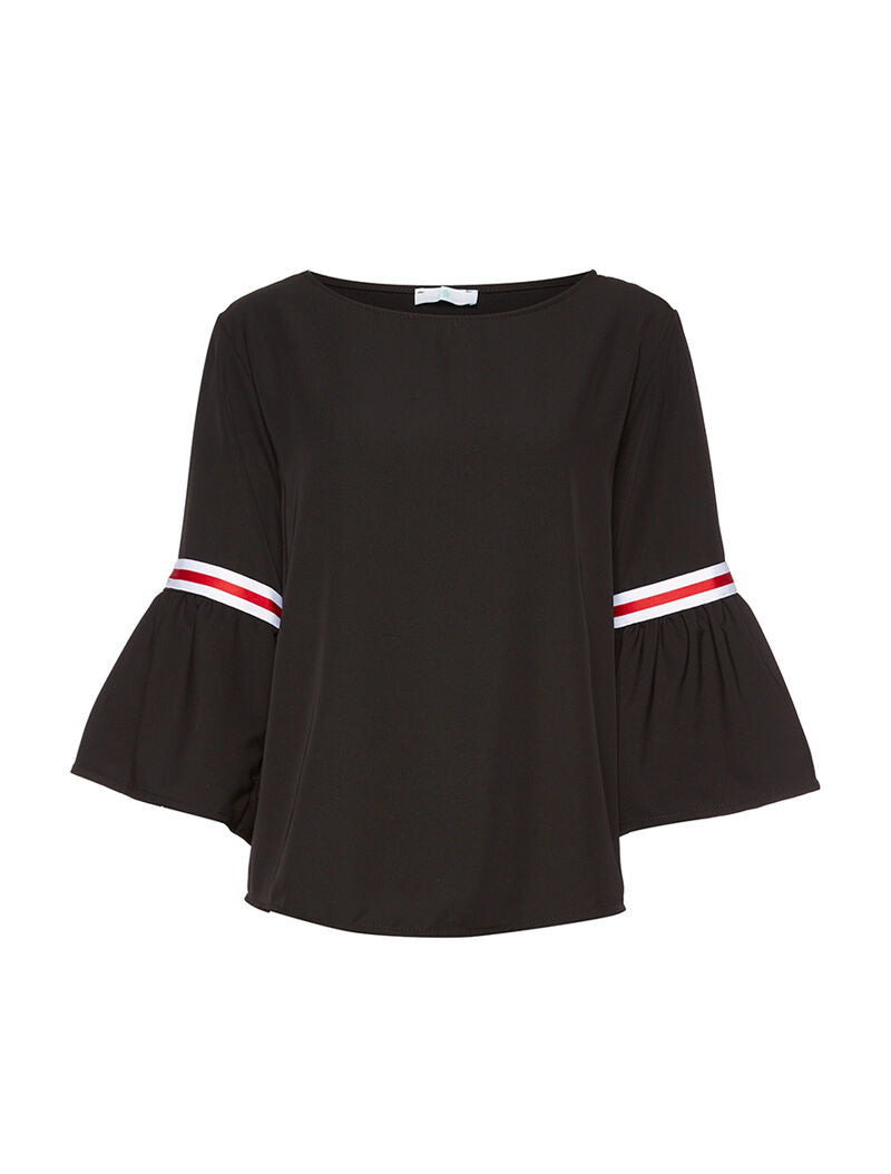 Top manches volantées à lignes sport - noir - 1