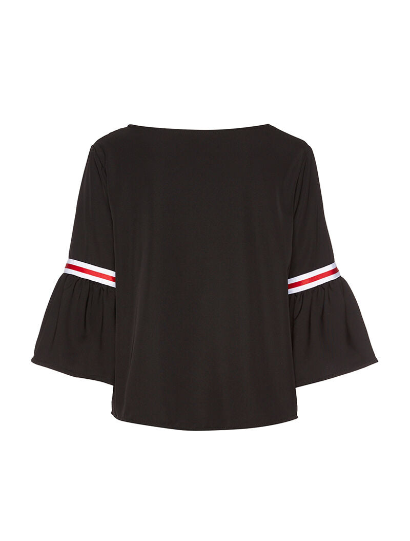 Top manches volantées à lignes sport - noir - 2