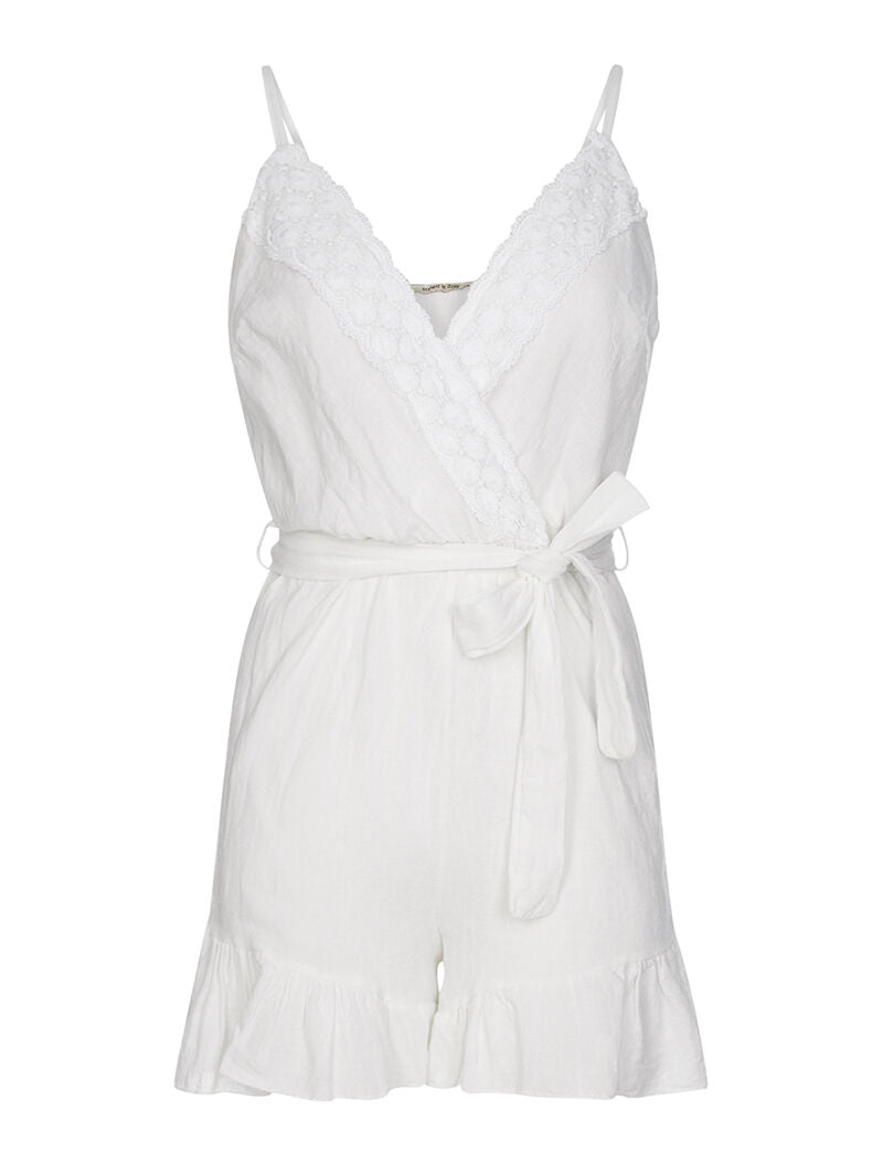 Combishort coton et lin - blanc - 3