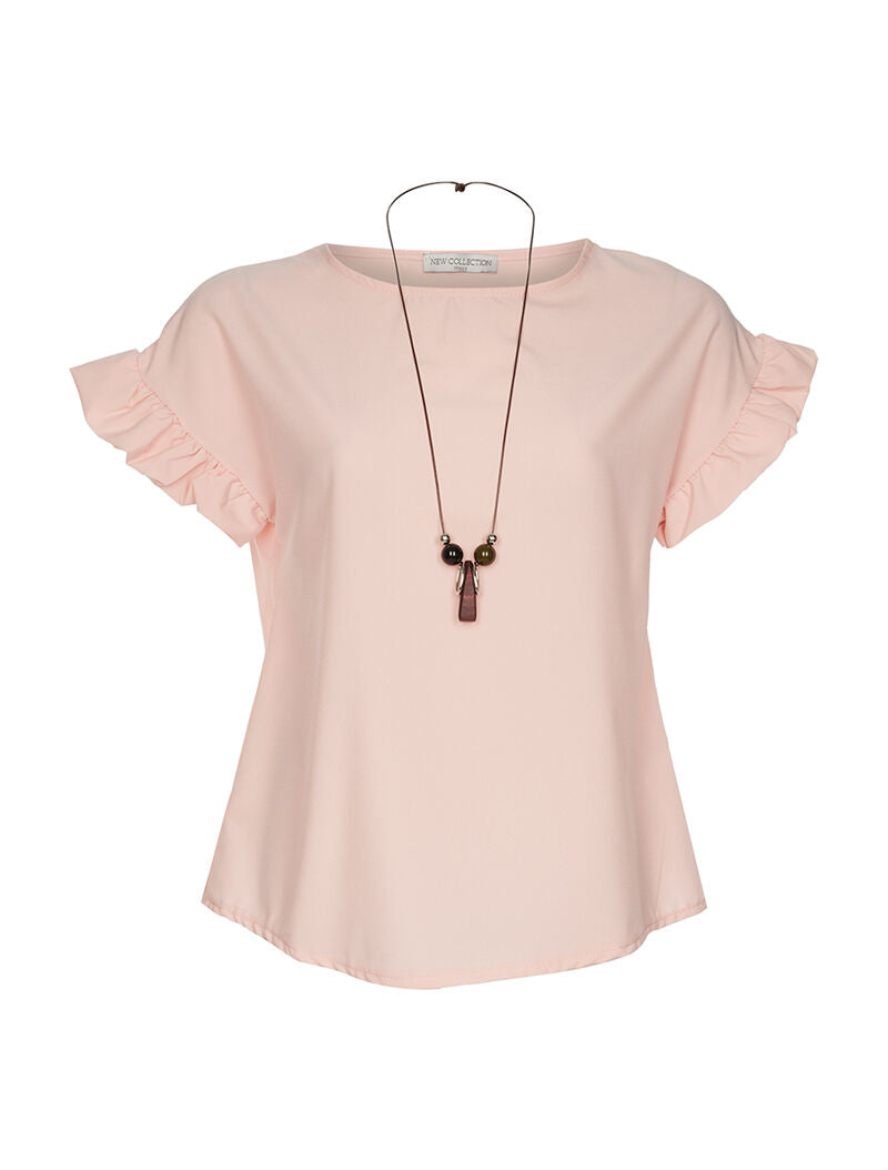 Top épaules froufrou - rose - 3