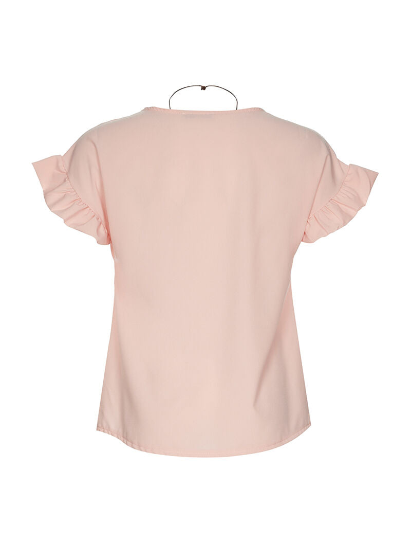 Top épaules froufrou - rose - 2