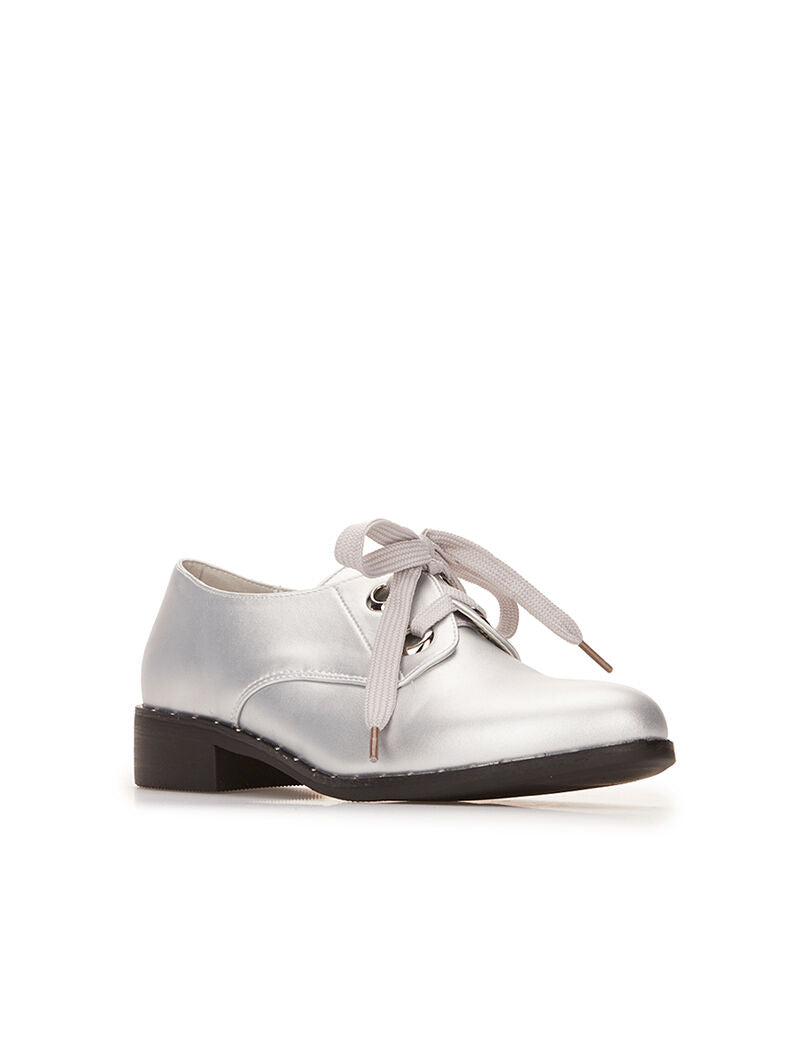 Derbies unies à oeillets - argent - 3
