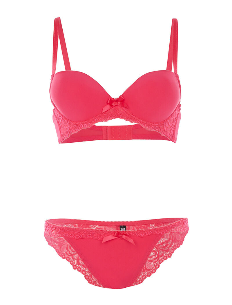 Ensemble SG et culotte à bord dentelle - rose - 1