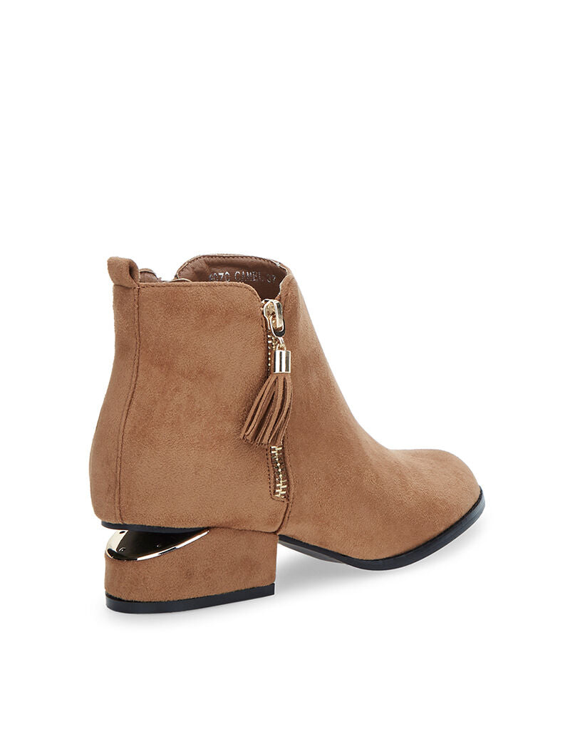 Bottines avec talon à découpe - camel - 4
