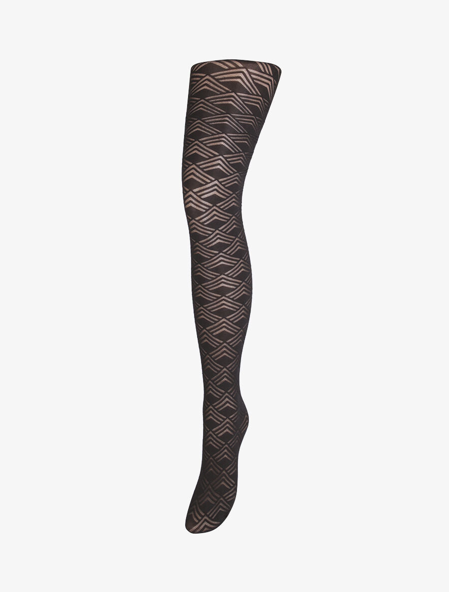 Collants fantaisies à motifs géométriques - Noir - 2