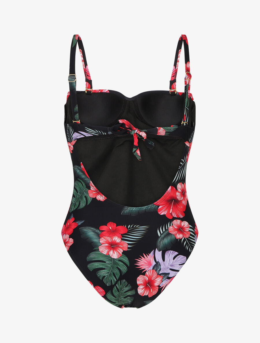 Maillot de bain à imprimé floral - Noir - 2