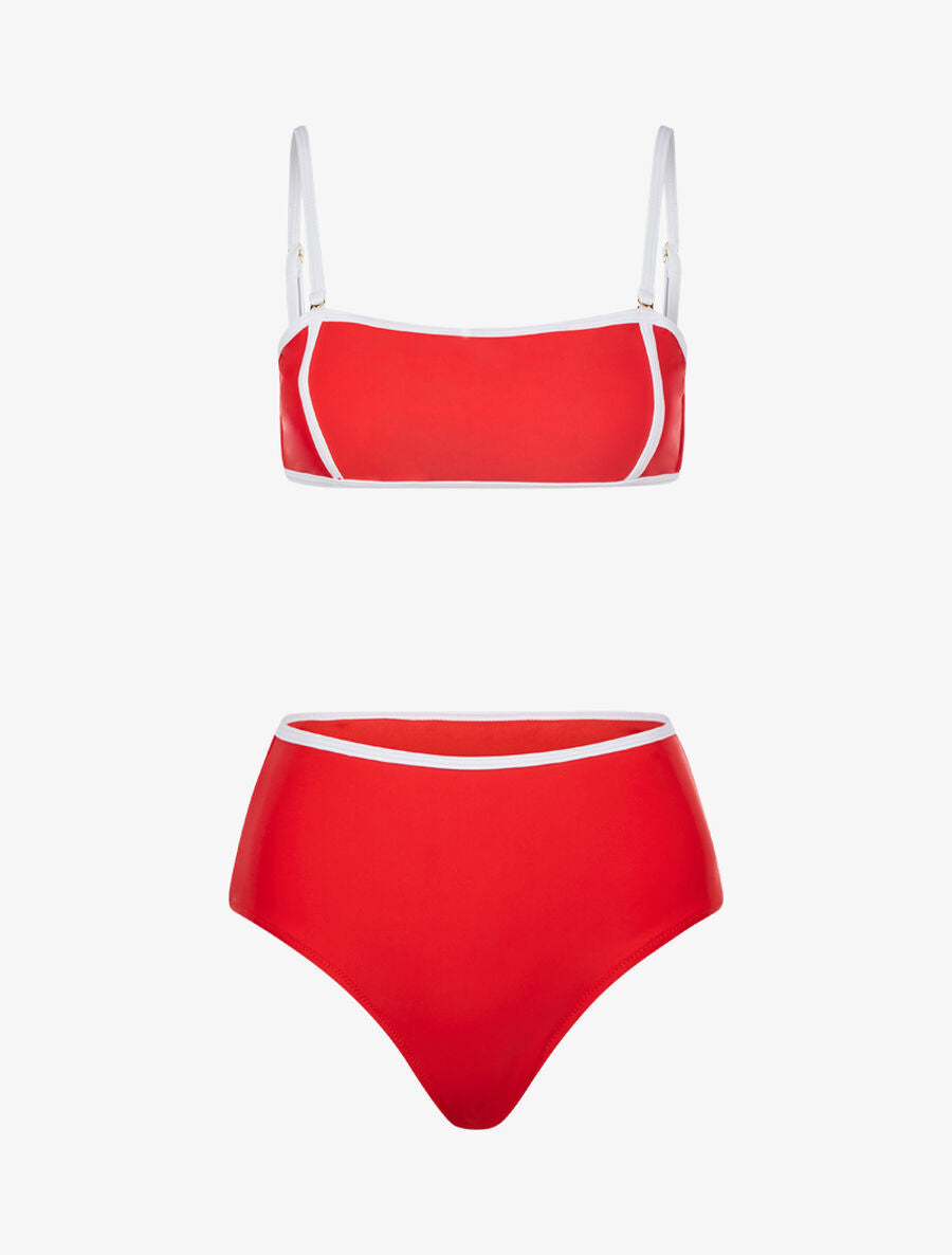 Bikini à liserés contrastants - Rouge - 1