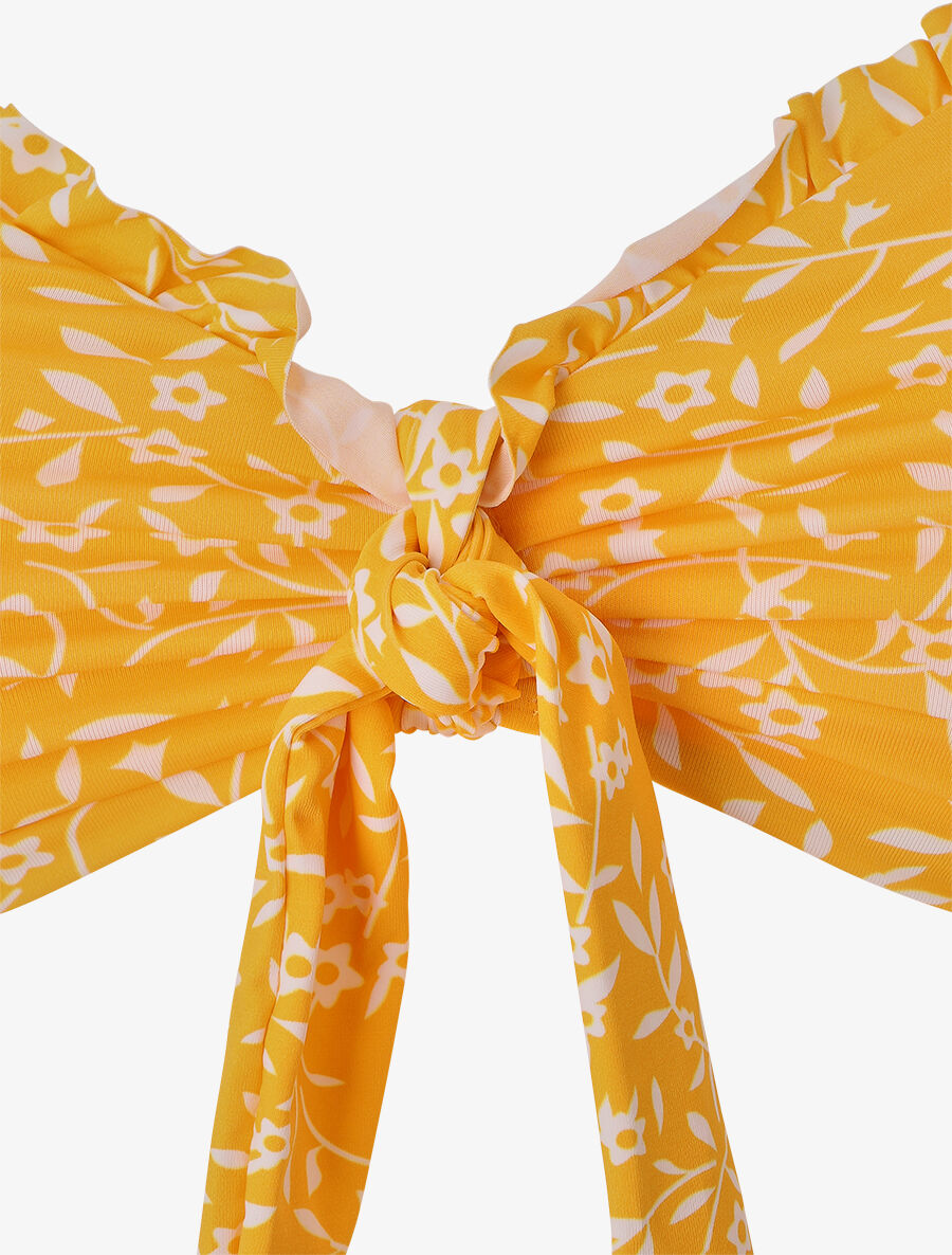 Bikini à manches courtes à imprimé fleuri - Jaune - 3