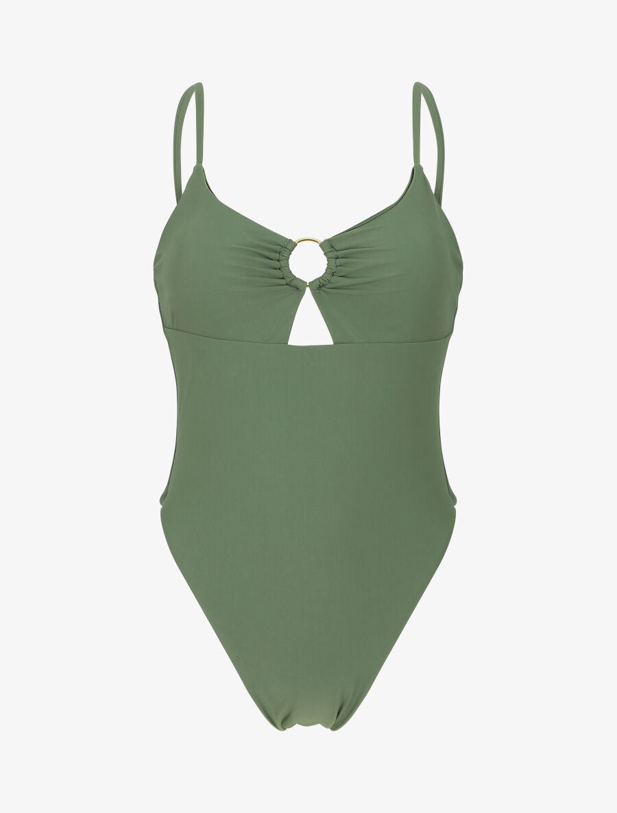 Maillot de bain une pièce échancré - Kaki - 1