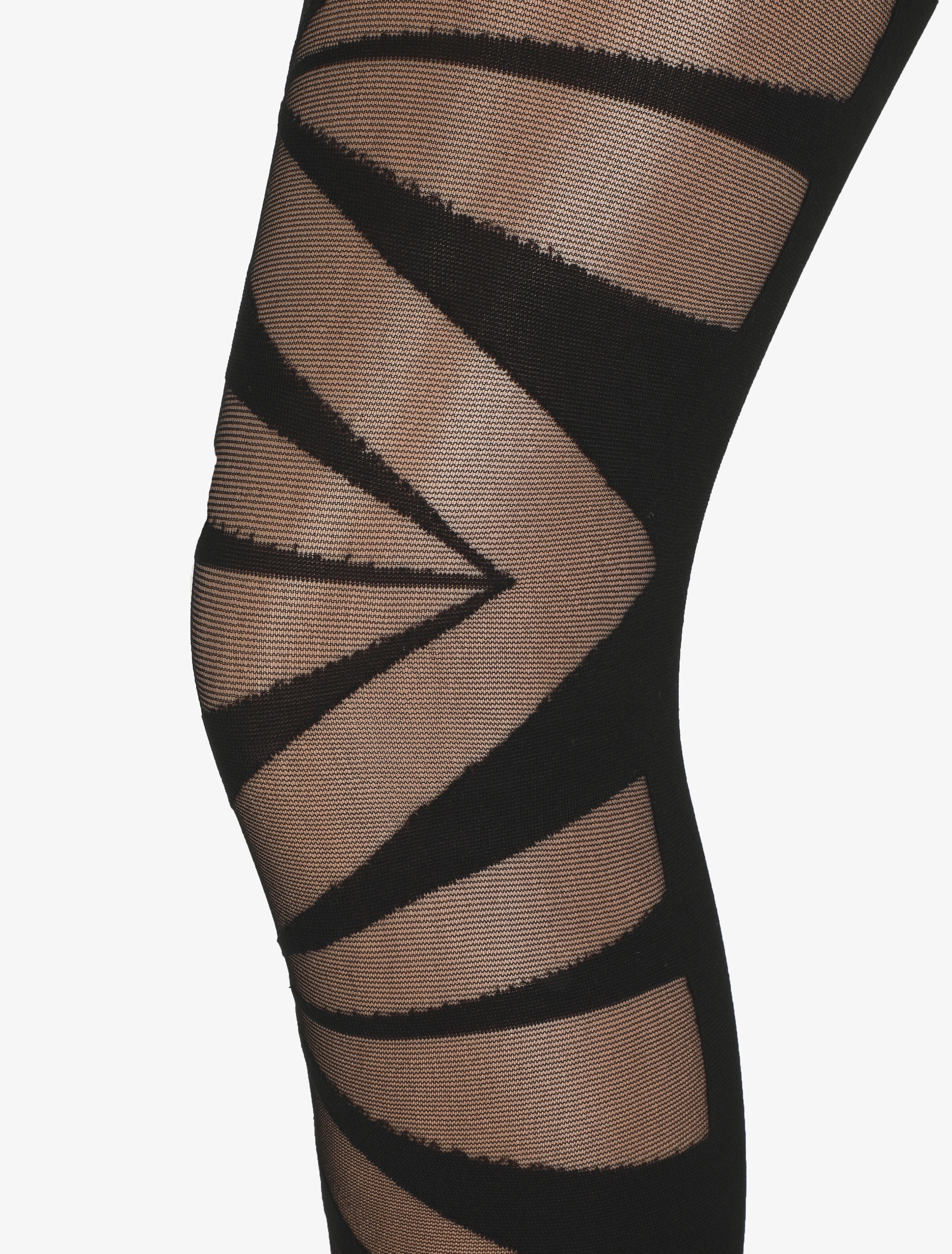 Collants en voile à motifs graphiques - Noir - 2