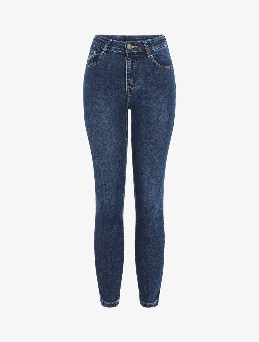 Jean skinny taille haute - Bleu - 1