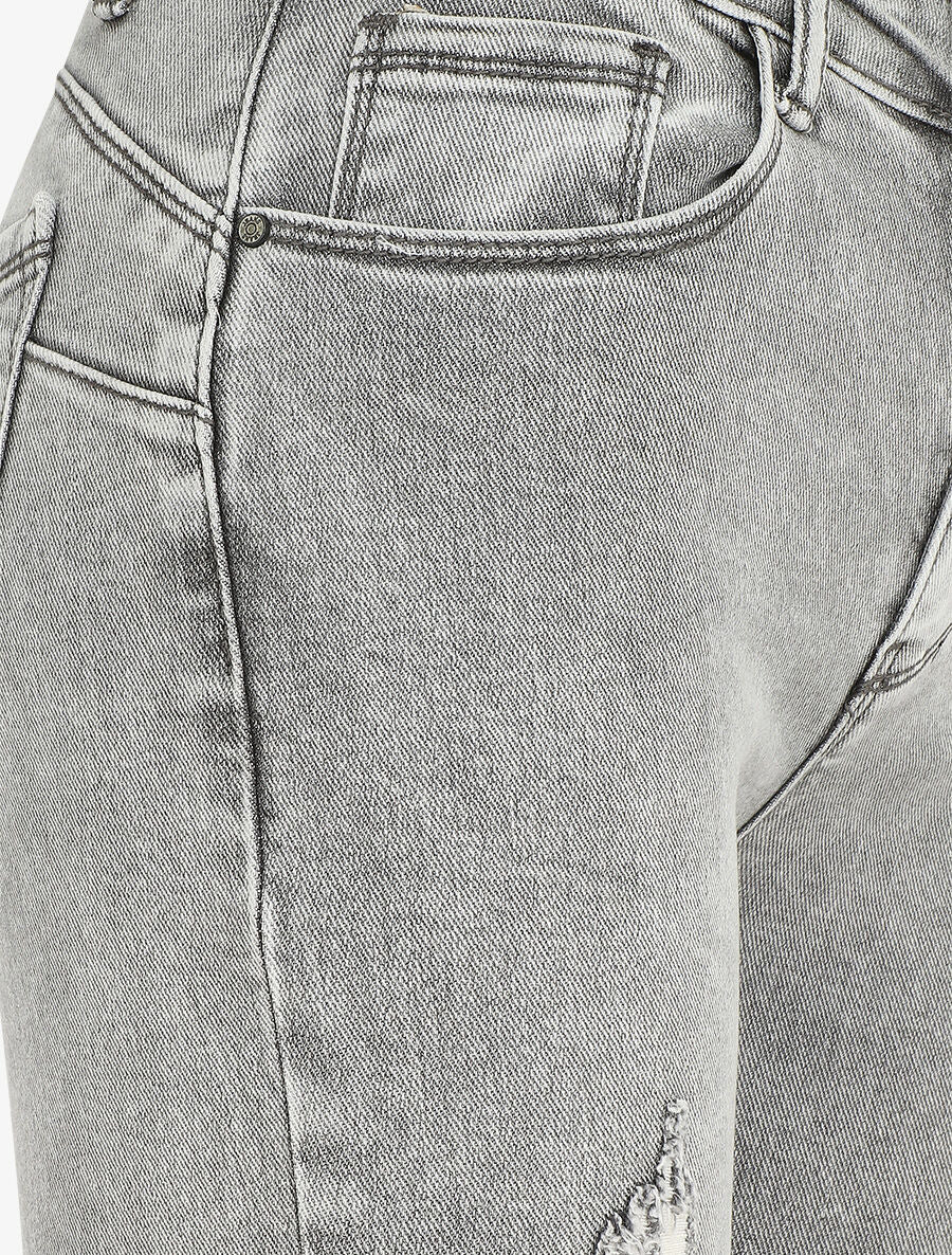 Jean push à bords effilochés coupe skinny - Gris - 3