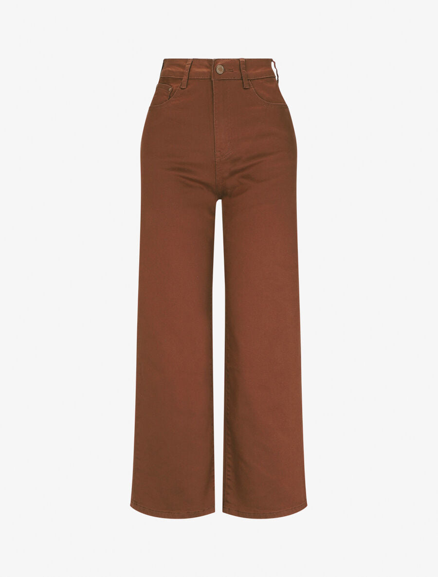 Jean large coupe droite - Marron - 1