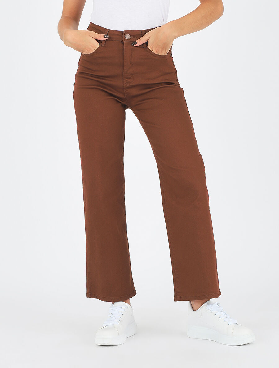 Jean large coupe droite - Marron - 4