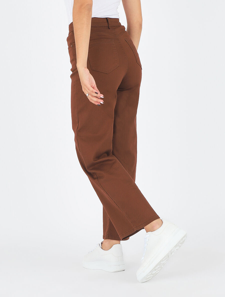 Jean large coupe droite - Marron - 5