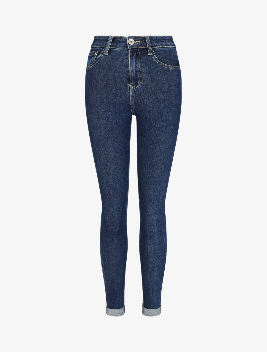 Jean coupe slim taille haute - Bleu brut - 1