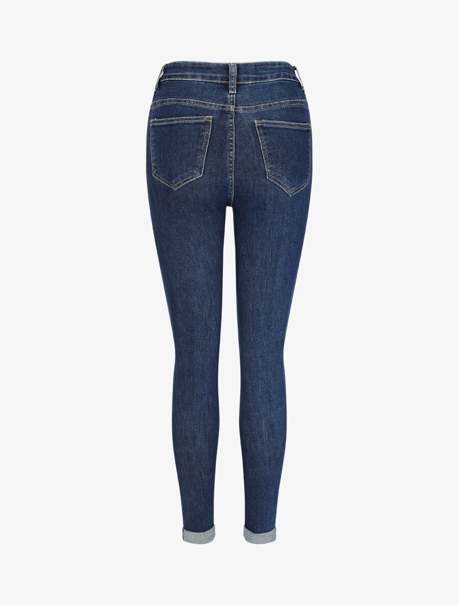 Jean coupe slim taille haute - Bleu brut - 2