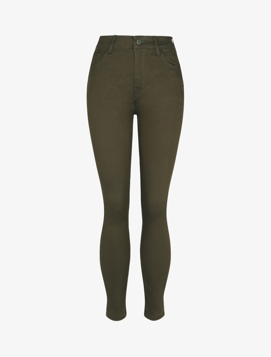 Jean skinny grande taille push up - Kaki - 1