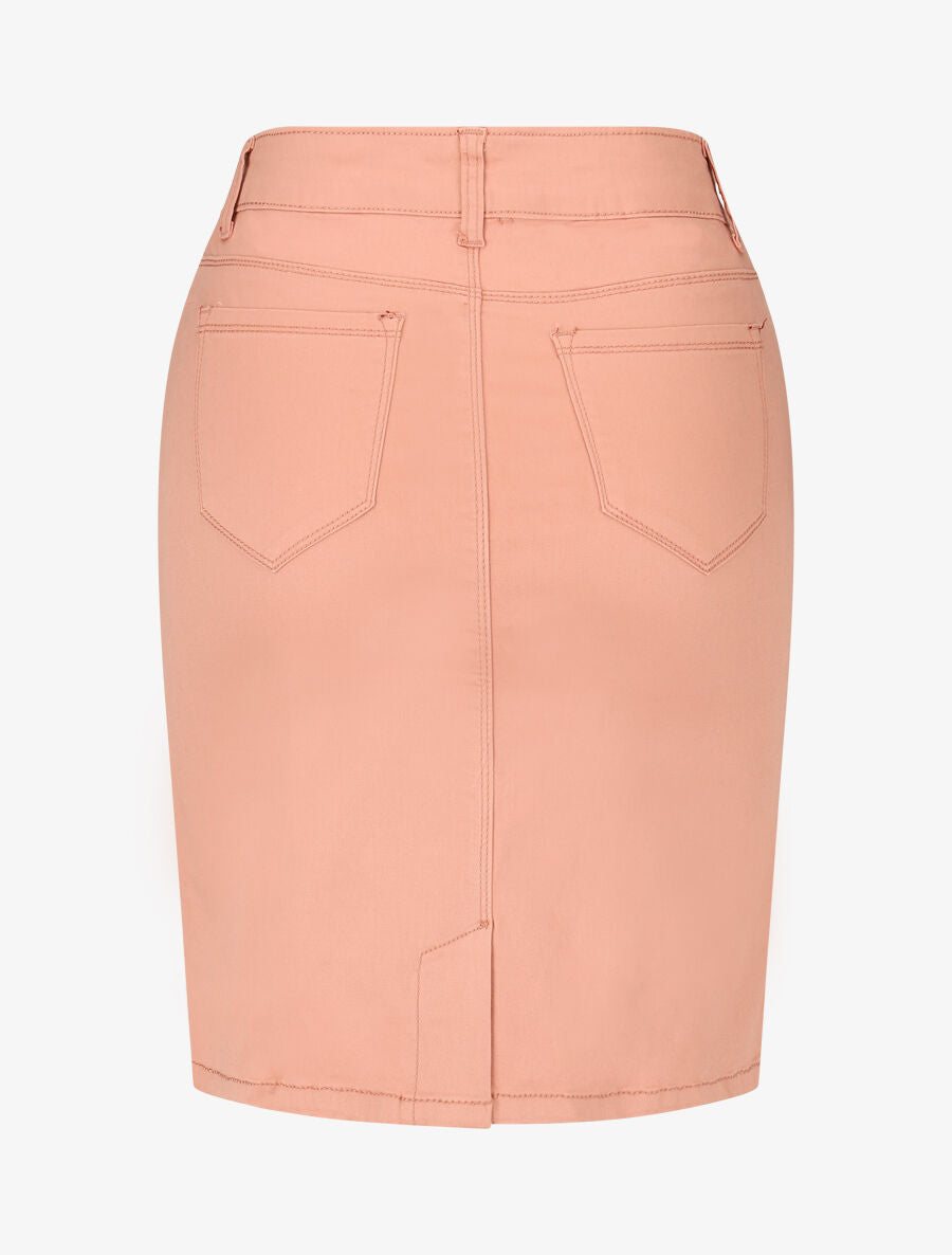 Jupe unie droite classique - Rose poudré - 2